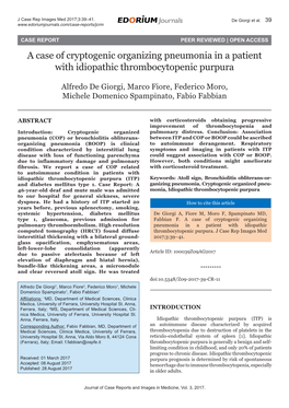 A Case of Cryptogenic Organizing Pneumonia in a Patient with Idiopathic Thrombocytopenic Purpura