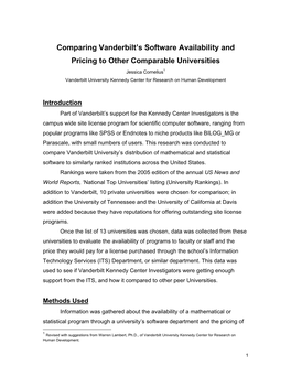 Comparing Vanderbilt's Software Availability and Pricing to Other