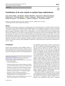 Contributions of De Novo Variants to Systemic Lupus Erythematosus