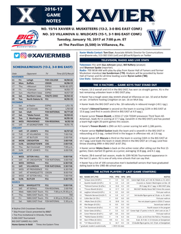 2016-17 Game Notes