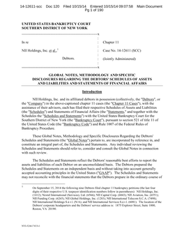 UNITED STATES BANKRUPTCY COURT SOUTHERN DISTRICT of NEW YORK ------X : in Re : Chapter 11 : NII Holdings, Inc