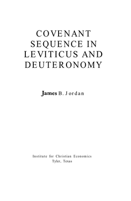 Covenant Sequence in Leviticus and Deuteronomy