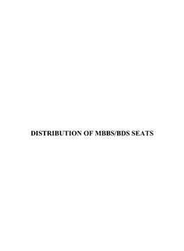 Distribution of Mbbs/Bds Seats
