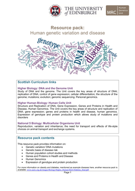 Human Genetic Variation and Disease