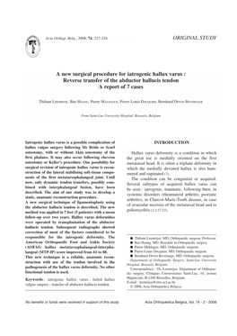 Reverse Transfer of the Abductor Hallucis Tendon a Report of 7 Cases