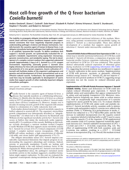 Host Cell-Free Growth of the Q Fever Bacterium Coxiella Burnetii