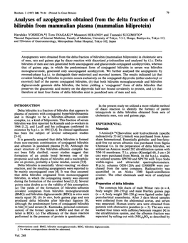 Analyses of Azopigments Obtained from the Delta Fraction of Bilirubin from Mammalian Plasma (Mammalian Biliprotein)