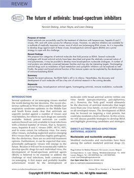 The Future of Antivirals: Broad-Spectrum Inhibitors