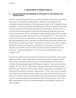 Toxicological Profile for Plutonium