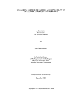 Reliability, Multi-State Failures and Survivability of Spacecraft and Space-Based Networks