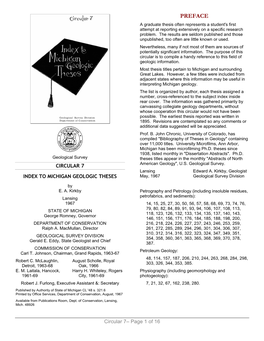 PREFACE a Graduate Thesis Often Represents a Student's First Attempt at Reporting Extensively on a Specific Research Problem