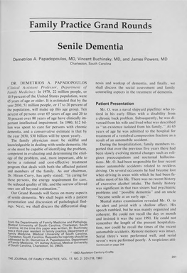 Family Practice Grand Rounds Senile Dementia