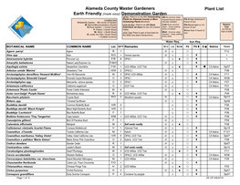 Demonstration Garden Plant List