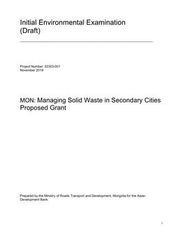 Initial Environmental Examination (Draft)