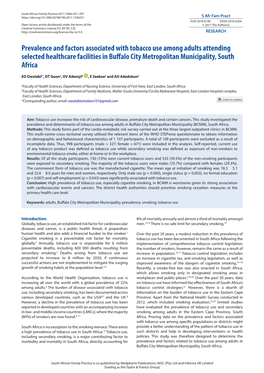 Prevalence and Factors Associated with Tobacco Use Among Adults Attending Selected Healthcare Facilities in Buffalo City Metropolitan Municipality, South Africa