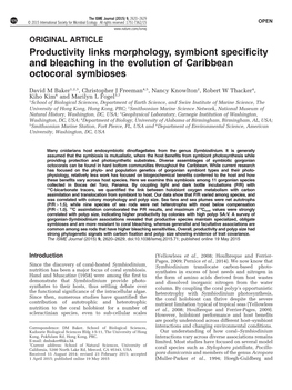 Productivity Links Morphology, Symbiont Specificity and Bleaching in the Evolution of Caribbean Octocoral Symbioses