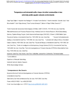 Temperature and Elemental Sulfur Shape Microbial Communities in Two Extremely Acidic Aquatic Volcanic Environments