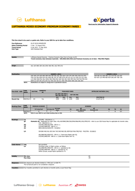 Lufthansa Mixed Economy-Premium Economy Fares