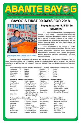 ABANTE BAYOG NEWS January-March 2018 the LCE’S CORNER