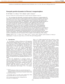 Energetic Particle Dynamics in Mercurys Magnetosphere