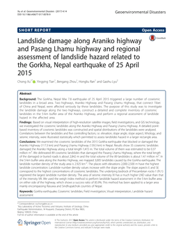 Landslide Damage Along Araniko Highway and Pasang Lhamu