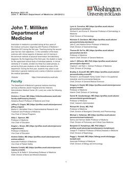John T. Milliken Department of Medicine (09/29/21)