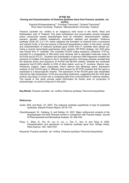 Cloning and Characterization of Chalcone Synthase Gene from Pueraria Candollei Var