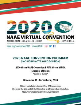 2020 Naae Convention Program (Including Acte Ag Ed Division)