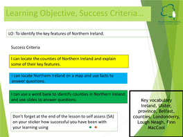 Learning Objective, Success Criteria…