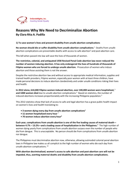 Reasons Why We Need to Decriminalize Abortion by Clara Rita A