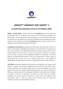 Ubisoft® Annonce Just Dance® 2