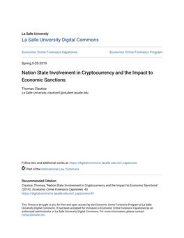 Nation State Involvement in Cryptocurrency and the Impact to Economic Sanctions