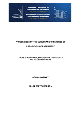 Proceedings of the European Conference of Presidents