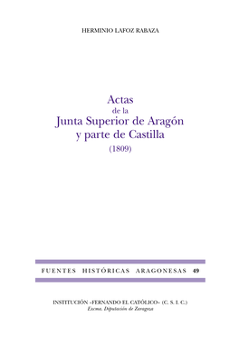 Actas De La Junta Superior De Aragón Y Parte De Castilla (1809)