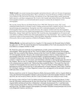 Molly Lynch Is an Award Winning Choreographer and Artistic Director, with Over 30 Years of Experience Creating, Producing, and Presenting Dance