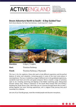Devon Adventure North to South – 6 Day Guided Tour North Devon Beaches, the Tarka Trail, Dartmoor + South Coast SUP + Kayak