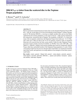 2004 KV18: a Visitor from the Scattered Disc to the Neptune Trojan Population � J