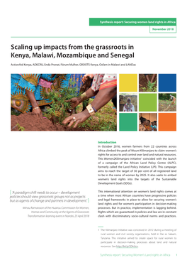 Scaling up Impacts from the Grassroots in Kenya, Malawi, Mozambique and Senegal