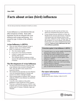 Facts About Avian (Bird) Influenza