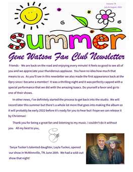 Gene Watson Fan Club Newsletter