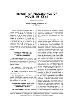 23 Oct 1979 House of Keys Hansard REPORT of PROCEEDINGS OF