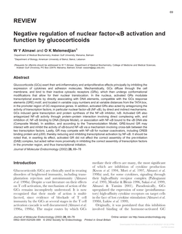 REVIEW Negative Regulation of Nuclear Factor-Κb Activation And