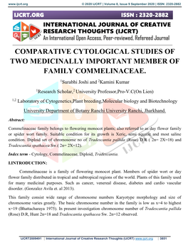 Comparative Cytological Studies of Two Medicinally Important Member of Family Commelinaceae