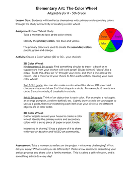 Elementary Art: the Color Wheel Adaptable for K - 5Th Grade