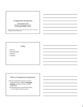 Compartment Syndromes Today What Is Compartment Syndrome?