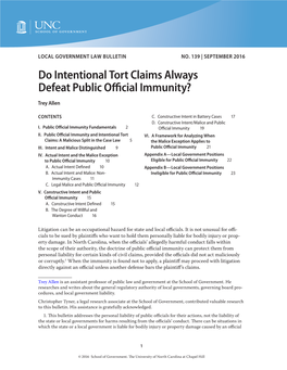 Do Intentional Tort Claims Always Defeat Public Official Immunity?