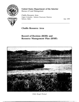 Challis Resource Area Record of Decision (ROD) and Resource