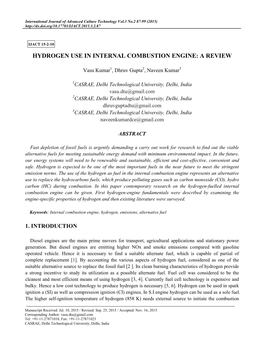 Hydrogen Use in Internal Combustion Engine: a Review