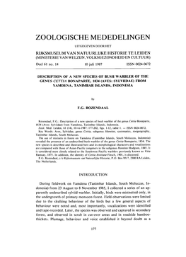 Zoologische Mededelingen