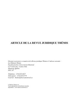 Article De La Revue Juridique Thémis